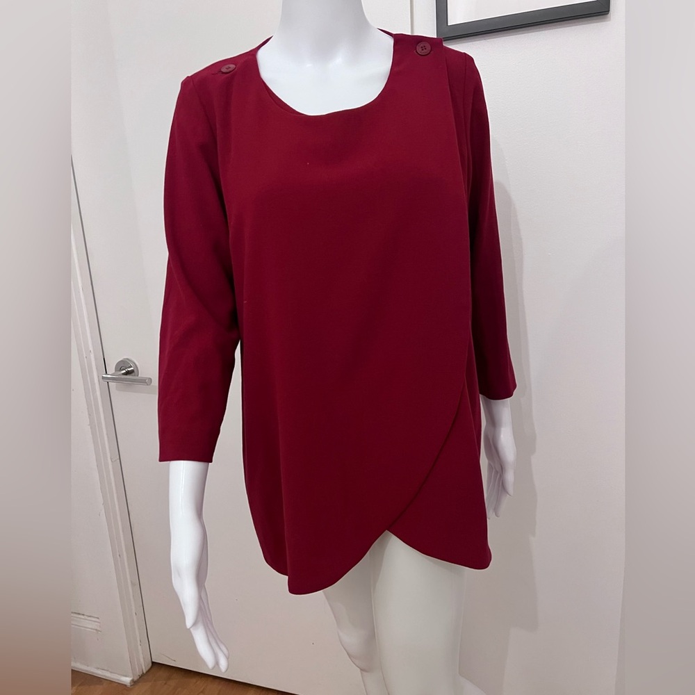 Women's Burgundy Top with Button Detail